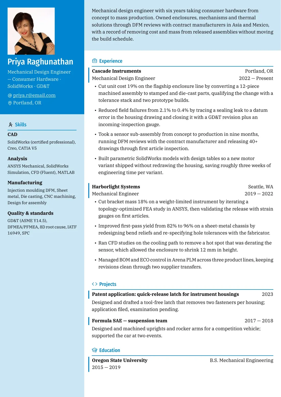 Priya Raghunathan — Ditgar resume template preview